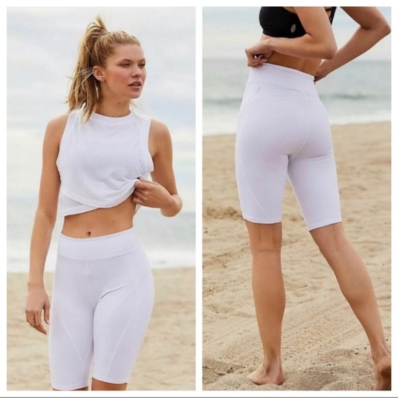Free People Cropped White Biker Baby Shorts - Picture 3 of 11